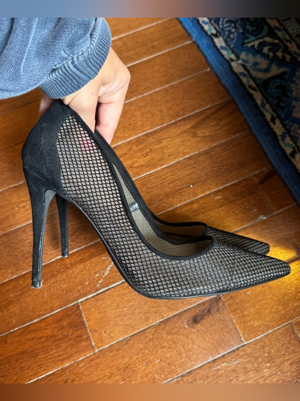 Steve Madden Black Mesh Pointed Toe Stiletto Pump